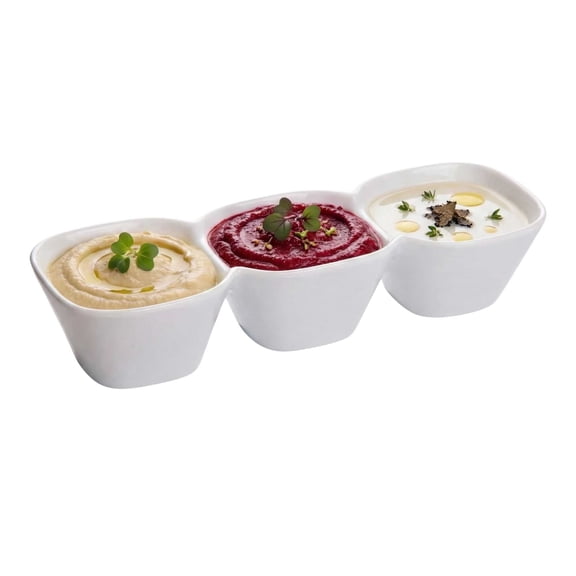 Chef 101 24 oz Square White Porcelain Cocktail Bowl Set - 14 3/4" x 3 3/4" x 2 1/4" - 1 count box