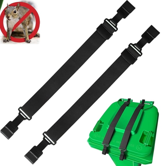 Tutuviw 2Pcs Adjustable Double Claw Trash Strap,Outdoor Trash Bin Bungee Cord Strap,Garbage Can Lid Lock for Prevent Animals From Rummaging,Keeps Lid Securely in Place in Strong Winds