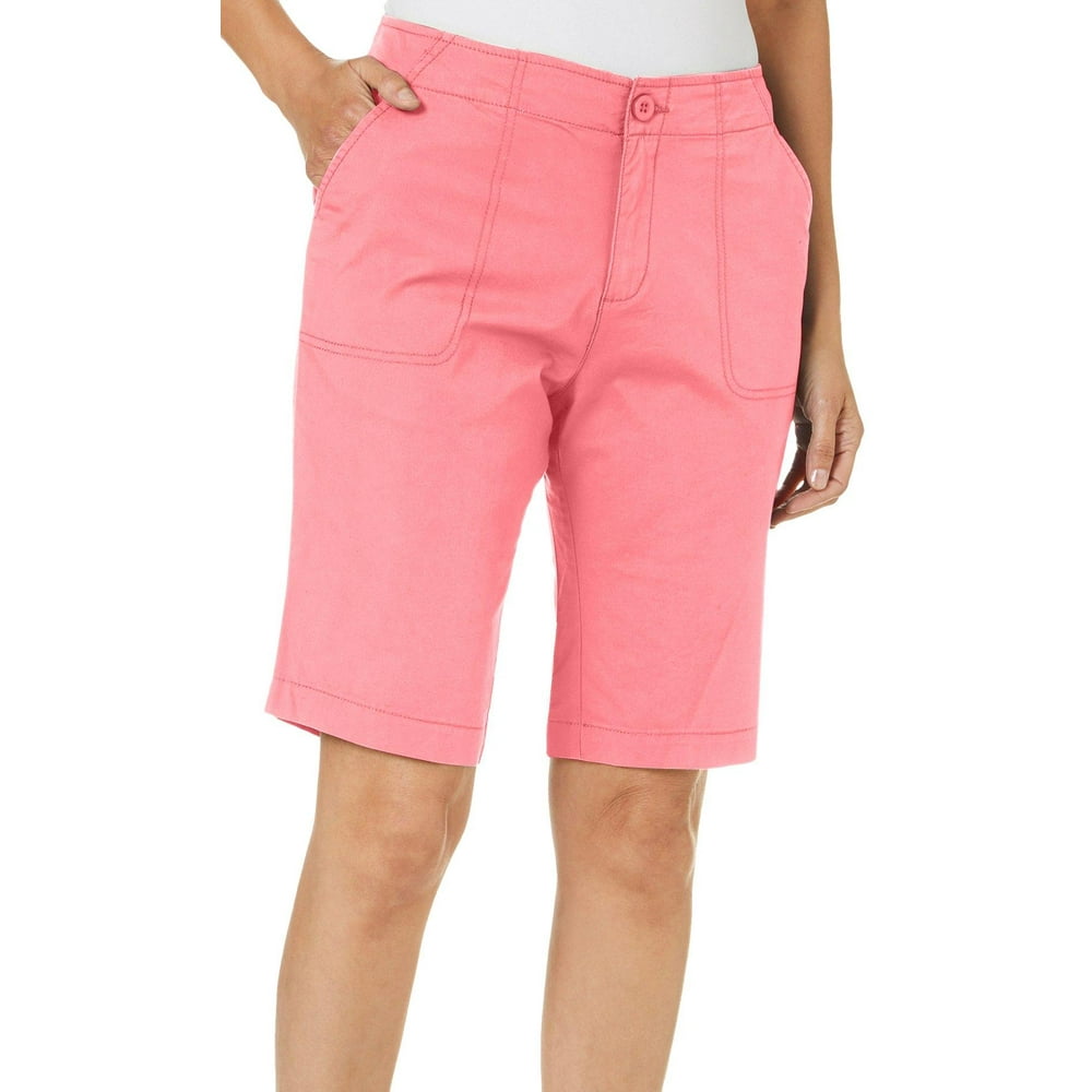 Caribbean Joe Caribbean Joe Womens Solid Bermuda Shorts 12 Pink lemonade