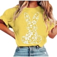 thumbnail image 3 of Odbmxy Short Sleeve Women T Shirt Easter Summer Tops for Women Graphic Pullover Loose Holiday Leisure Yellow Tops, 3 of 5