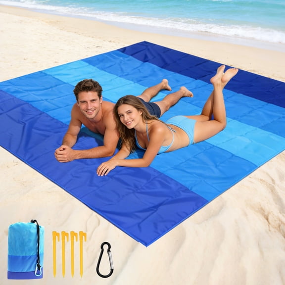 Beach Blanket Waterproof Sandproof Beach Mat 79" X 83"for 2-8 Adults Quick Drying Outdoor Picnic Mat Beach Accessories for Travel, Camping, Hiking