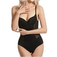 thumbnail image 2 of Gmluru Women's Bra Free Bodysuits Thin Style Lace Sexy Transparent Shoulder Strap Chest Support Bodysuit Black Tummy Control Shapewear S-2XL, 2 of 8
