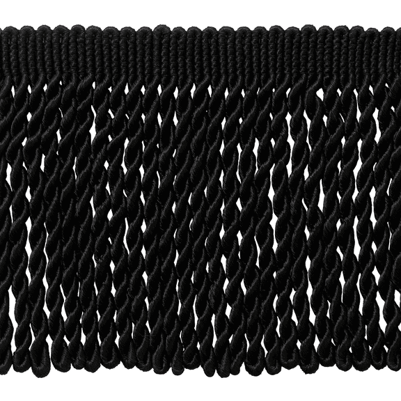 6" (15cm) Basic Solid Collection Traditional Satiny Bullion Fringe Trim # BFS6,, Pure Black #K9 (Jet Black) 5 Yards (15 ft/4.5m)