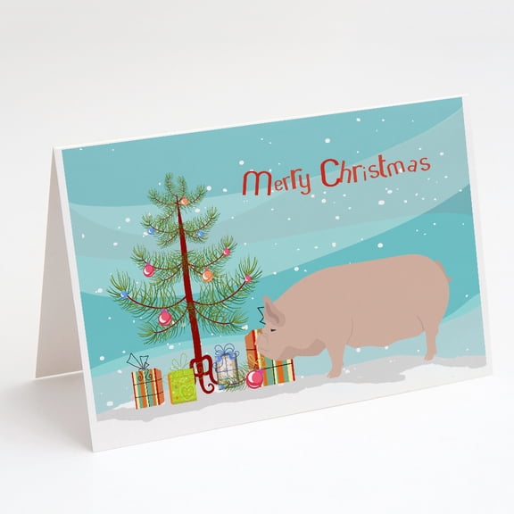 Welsh Pig Christmas Greeting Cards and Envelopes Pack of 8