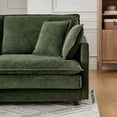 thumbnail image 2 of Modern Simple Towel Fabric L-Shaped 4-Seater Sofa with Ottoman, Green, 2 of 11