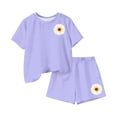 thumbnail image 6 of Amidoa Girls 2 Piece Outfits Summer Clothes Floral Print Short Sleeve Cute T-Shirt and Shorts Casual Kids Clothing Sets,Purple Size 9, 6 of 6