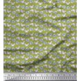 thumbnail image 1 of Soimoi Green polyester Crepe Fabric Heart & Teddy Bear Face Print Fabric by the Yard 42 Inch Wide, 1 of 3