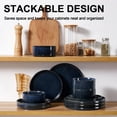 thumbnail image 5 of Vesteel Dinnerware Set for 4, 12-Piece Premium Stoneware Ribbed Dishes with Reactive Glaze, Chip & Scratch Resistant Plates and Bowls Set for Home Restaurant, Microwave Safe - Starry Blue, 5 of 9