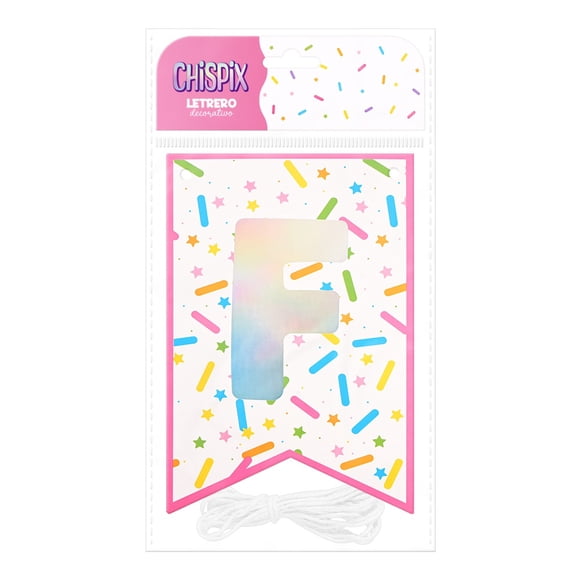 Letrero Decorativo Prichos Chispix Multicolor de Cartón y Cordón 1 Pieza