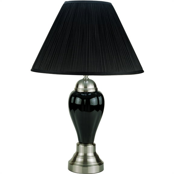 Silver/Ivory Ceramic Table Lamp, 27"