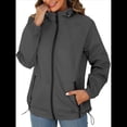 thumbnail image 3 of Chaqueta Impermeable para Mujer, Cortavientos, Impermeable, con Capucha, Plegable y Bolsillos. Gris Oscuro XXL, 3 of 9