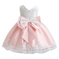 thumbnail image 7 of Girls' Dresses 3-4 Years A-Line Child Pageant Party Bow Knot Lace Sleeveless Gown Fit & Flare Pink Princess Dress, 7 of 7