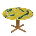 thumbnail image 3 of Orinice Lemons Leaves Round Table Cover Stain Resistant Washable Indoor Outdoor Tablecloth Kitchen Dining Wedding Parties Outdoor Fitted 100% Polyester Fiber 46-50, 3 of 8