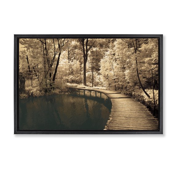 Stupell Industries Rustic Lodge Take My Lead Curved Bridge Black Floating Frame Canvas Art, 25 x 17, by Ily Szilagyi