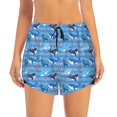 thumbnail image 4 of Lsque Blue Fish Printed Women's Running Shorts with Liner Pockets,Elastic Quick Dry Workout Athletic Gym Yoga Shorts,Womens High Waist Shorts-X-Large, 4 of 9