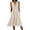 Beige, variant on Womens Dress Eyelet V Neck Sleeveless Button Detail Summer Beach Vacation Everyday Dress with Pockets
