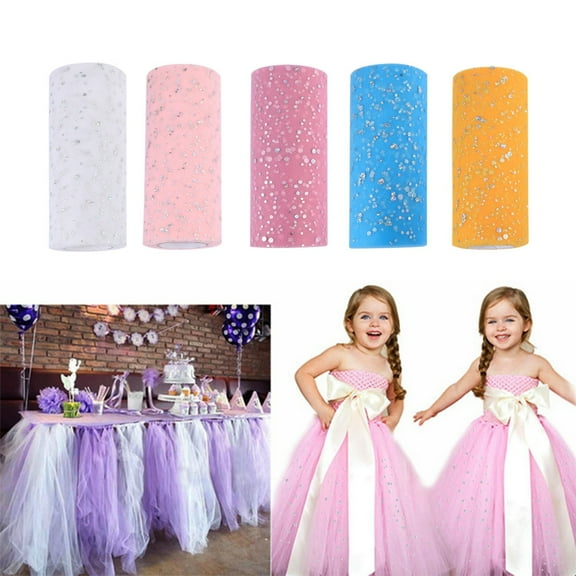 COSMOBETTY 1Pack Tulle Rolls White Polyester For Wedding Birthday Party Decoration Crafts 15cm x 25 Yards