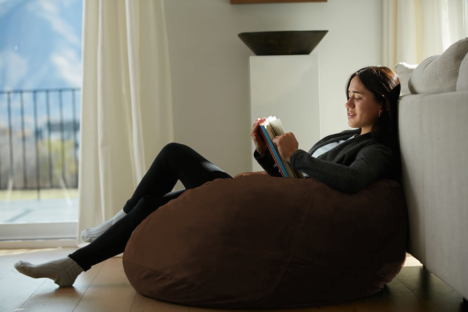 Sofa Sack Bean Bag Chair, Memory Foam Lounger with Microsuede Cover, Kids, 3 ft, Chocolate