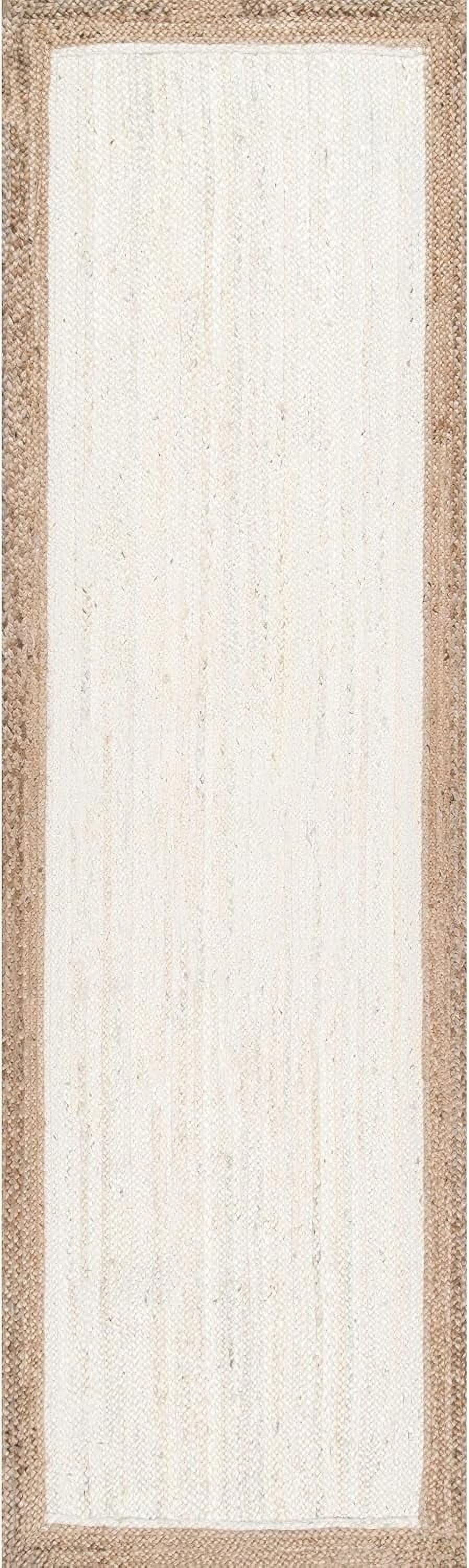Beautiful Indian Handmade Braided Inner White Jute with Natural Jute Border Design Area Rug Size - 2 x 5 Feet (61 cm x 152 cm)