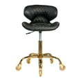 thumbnail image 2 of Set of 2 HugoII Nail Technician Stool Adjustable Height 19"-25", Rolling Chair for Nail Salon, Manicurist and Makeup Tattoo Studio, Black Gold, 2 of 7