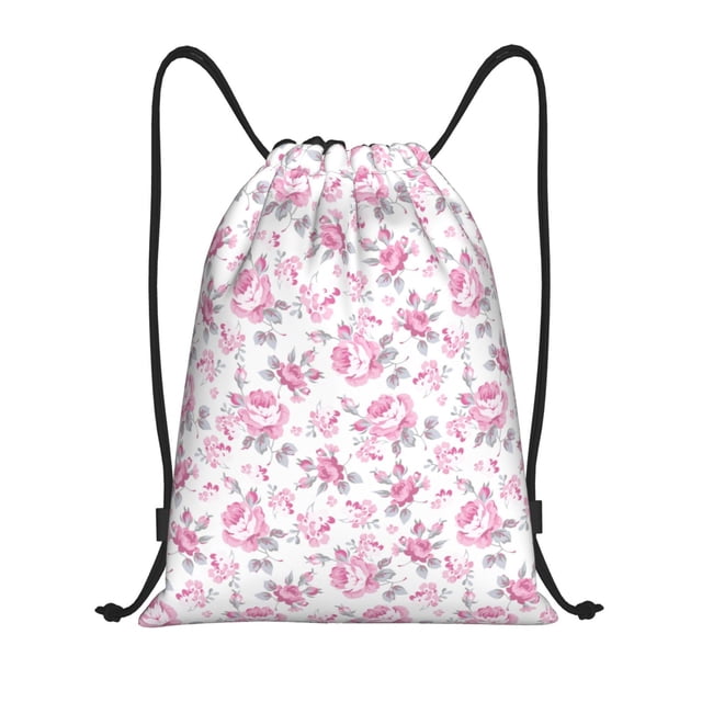 Fotbe Rose Flowers Bolsa Mochila con Cordón Estampada, Bolsa de Gimnasio Deportiva, Bolsa Cinch, Bolsa con Cordón para Hombres y Mujeres-Small