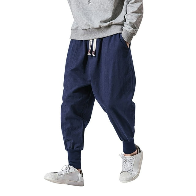 Kcodviy Pantalon de Jogging à Taille Élastique à Entrejambe Bas Femmes Pantalon d'Été Pantalon Décontracté Pantalon Pantalon Uni Pantalon Homme Droit Homme - Pantalon Homme