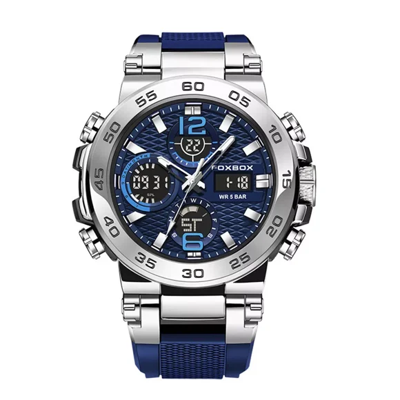LIGE FOXBOX Men Sport Watch Military Quartz Wristwatch Boys Silicone LED Watches