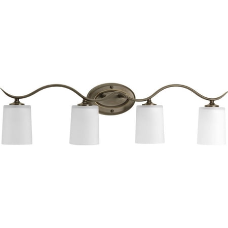 Progress Lighting Inspire Collection 4-Light Wall Light Antique Bronze Etched Glass Shades