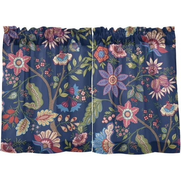 Coolnut Paisley Floral Kitchen Curtains 2 Panels, UV Protected Tier Curtains Half Window Curtains Kitchen Tiers for Guest Room Bathroom Sink Laundry Room Basement,36 x 27 Inch