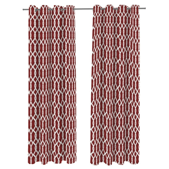 Jordan Manufacturing 54" x 96" Cayo Pompeii Red Lattice Grommet Semi-sheer Outdoor Curtain Panel
