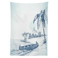 thumbnail image 3 of Ambesonne Vintage Boat Tablecloth Rectangular Table Cover, Island Beach Art, 60"x90", Night Blue Pale, 3 of 4