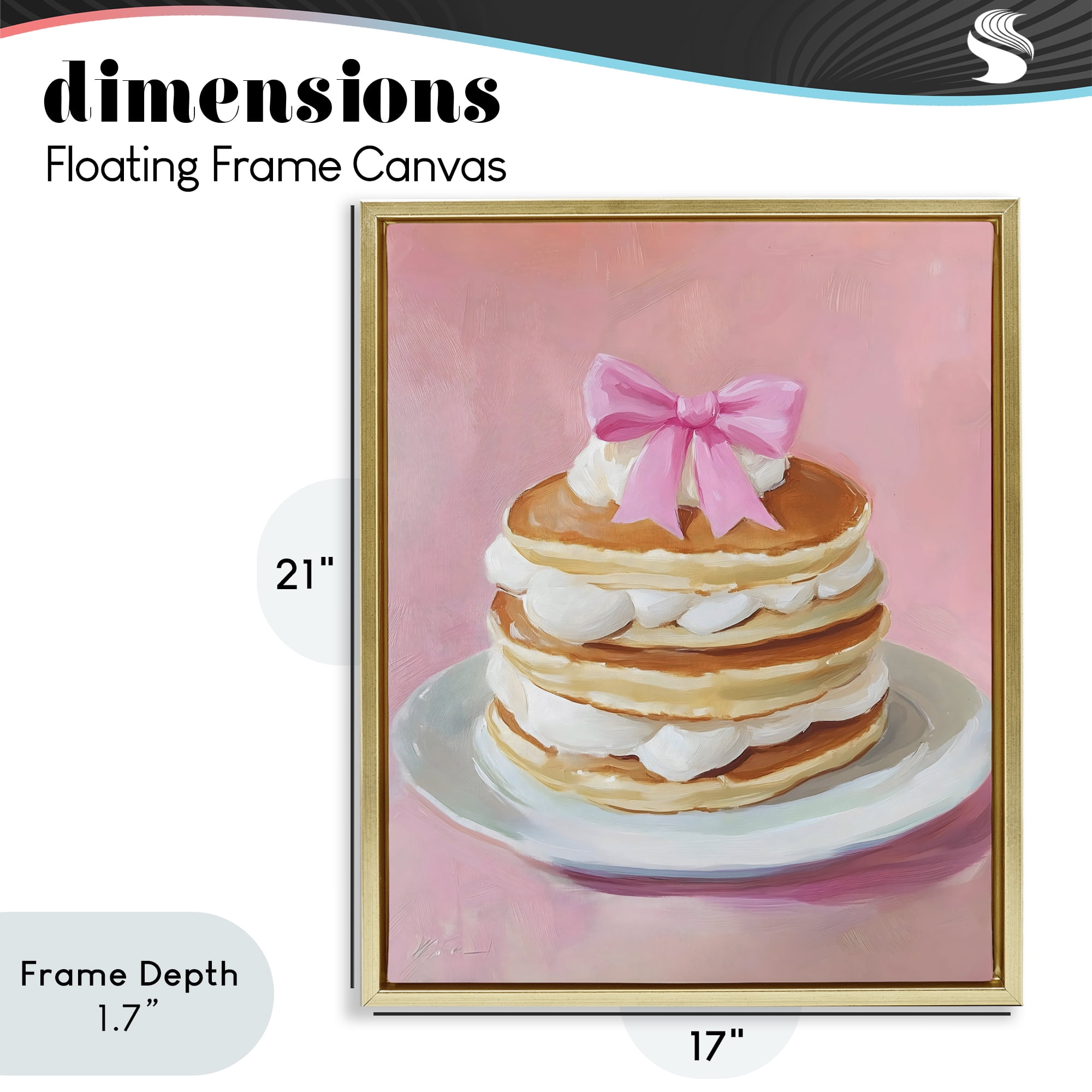 Stupell Industries Coquette Pancakes with Whipped Cream Gold Framed Floater Canvas Wall Art, design by The Prints Vibe