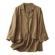 thumbnail image 2 of Blazer de mujer primavera verano lino casual manga larga cuello vuelto blusa suelta abrigo de mujer, 2 of 8