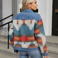 thumbnail image 2 of LYMAYTER Womens Washed Denim Jacket Colorblocking Casual Cowboy Outwear Spring Fall Long Sleeves Jeans Jacket S-XL, 2 of 8
