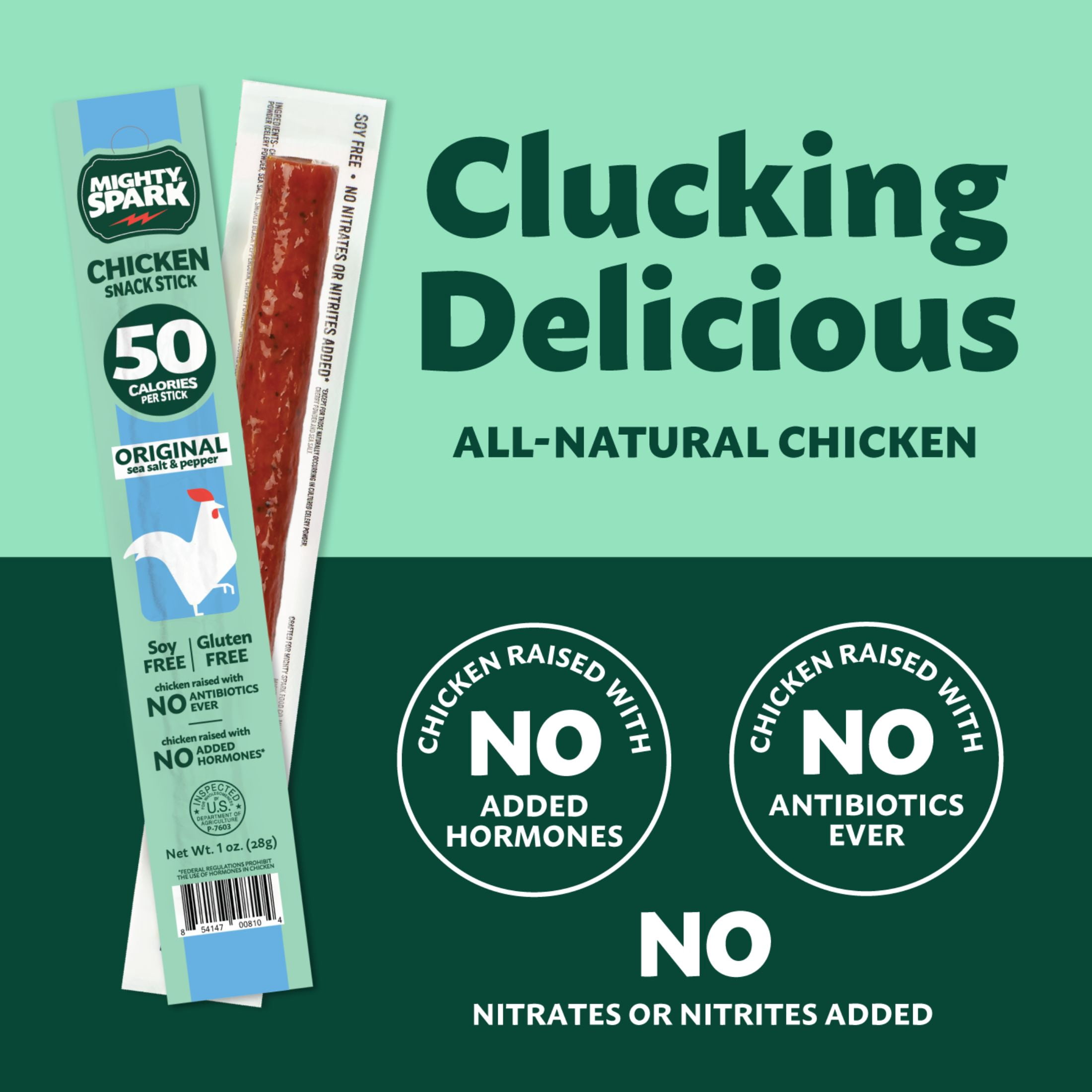 Mighty Spark Original Sea Salt & Pepper Chicken Snack Sticks, 8 oz, 8 Count Bag