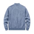 thumbnail image 2 of FRSASU Men's Suede Bomber Jacket Zip‑Up Stand Collar Long Sleeve Casual Lightweight Outerwear with Side Pockets Light Blue, 2 of 7