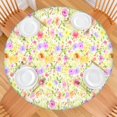 thumbnail image 2 of Pioneer Flower Floral Print Pattern Round Fitted Tablecloth with Elastic Edge,Dining Table Cover Waterproof,Outdoor Round Tablecloth for Camping,Dining,Indoor and Outdoor, 2 of 7