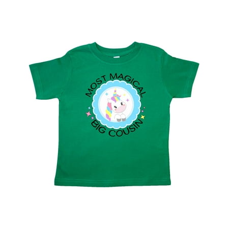 

Inktastic Most Magical Big Cousin badge- cute unicorn Gift Toddler Toddler Girl T-Shirt