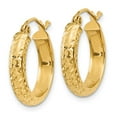 thumbnail image 2 of Primal Gold 14 Karat Yellow Gold Diamond-cut 3.5x17mm Lightweight Hoop Earrings, 2 of 4