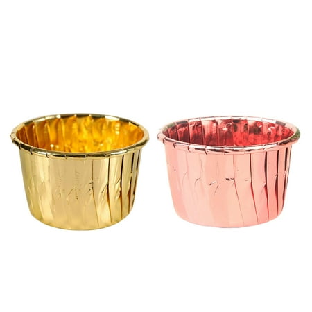 

100pcs Curled Cake Paper Cups Heat-resistant Muffin Cup Baking Cupcake Wrappers (Pink and Golden 50 of each)