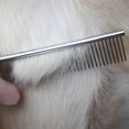 thumbnail image 3 of Peine de acero para mascotas con extremos redondeados dientes de acero inoxidable, peine de metal para perros de gato compatible con la eliminación de enredos y nudos, 7 1/2 pulgadas L Afortunado Sencillez, 3 of 5
