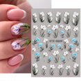 thumbnail image 3 of 5D Embossed Flowers Nail Art Stickers Decals, 3Sheets Engraved Flower Nail Stickers for Nail Art Decorations Supplies Elegant Wedding Nail Design Adhe, 3 of 4