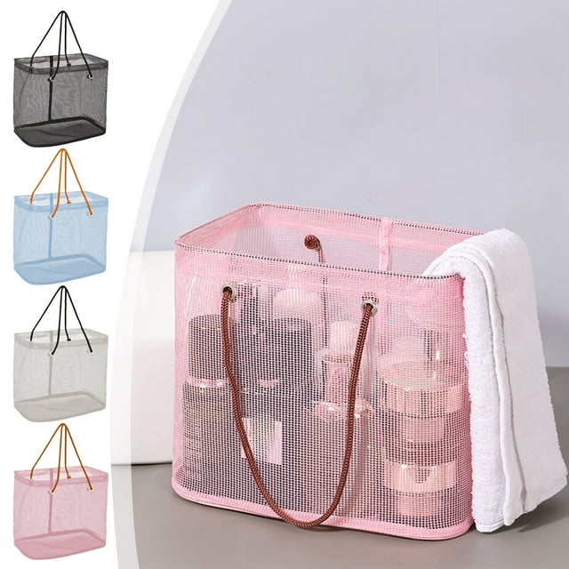Sentmoon Cosmetic Bag Hanging Toiletry Bag for Women Makeup Case Mesh Wash Bag Portable Storage Organiser Hand Carry Bath Bag Polyester Mesh Beach Bag Tote Wash Bag Beach Toy Storage Bag