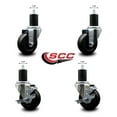 thumbnail image 2 of 3.5 Inch Hard Rubber Wheel Swivel 1-3/4 Inch Expand Stem Caster Set 2 Brakes SCC, 2 of 2