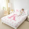 thumbnail image 4 of Castle Fairy Bowknot Alphabet K 3pcs Twin Sheet Sets for Teens,Dreamy Princess Twin Fitted Sheet,Kawaii Bow Breathable Flat Sheet,Breathable Home Decor, 4 of 7