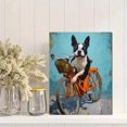 thumbnail image 2 of Boston Terrier Dog Riding Bicycle Oil Painting Canvas Print Wall Art for Living Room Bedroom Office Kitchen Hallway Pet Lover Decor, 2 of 8