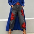 thumbnail image 2 of Levmjia Women's Wide Leg Floral Print Jeans High Waisted Baggy Denim Pants Vintage Loose Fit Trousers with Pockets for Women, 2 of 9
