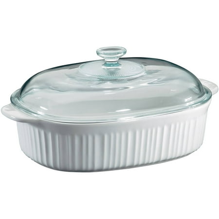 Corningware French White 4 Quart Oval Casserole with Glass (Best Casseroles For Entertaining)
