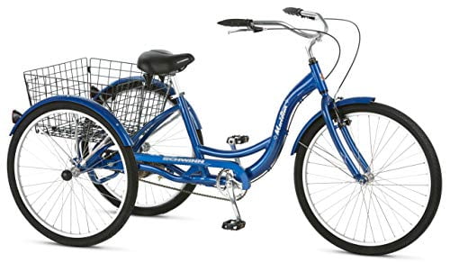Schwinn Meridian Adult Tricycle Multiple Colors Cargo Basket Low Step-Through Aluminum Frame 24 or 26-Inch Wheel Options 