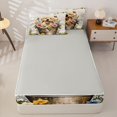 thumbnail image 4 of Manfei Vintage Puppy Zipper Twin Comforter Sets with Fitted Sheet and 2 Pillowcases, Butterfly Floral Zipper Bedding Set, Cream Green, Gray Reversible, 4-Piece, 4 of 7